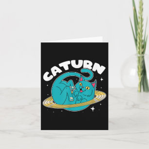 Cartão Astronauta Planeta de Gato Saturno Astronomia Love