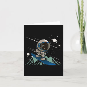 Cartão Astronauta Snowboarder Montes Descida Estilo Livre