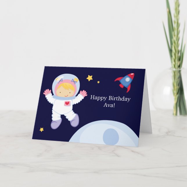 Cartão Astronauta Space Birthday (Frente)