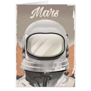 Cartão Astronauta Vintage Mars