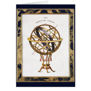 Cartão Astronomia Vintage, Esfera Artificial ou Armilar