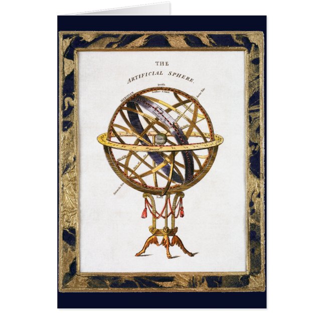 Cartão Astronomia Vintage, Esfera Artificial ou Armilar (Frente)