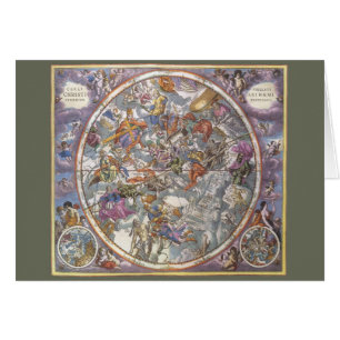 Cartão Astronomia Vintage, Mapa de Constelações Cristãs