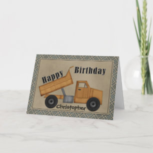 Cartão At Work Yellow Dump Truck Birthday Card