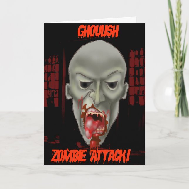 Cartão Ataque de Zumbi Macabro (Frente)