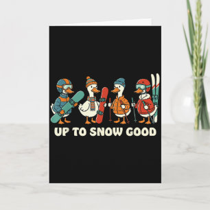 Cartão Até neve bom ganso engraçado esquiando snowboard P