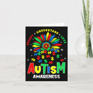 Cartão Atenção ao Autismo Colorido Aceitar Compreender Am