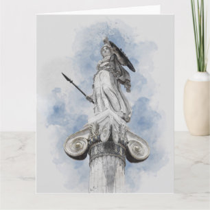 Cartão Athena de Estátua Grega Clássica de Aquarel