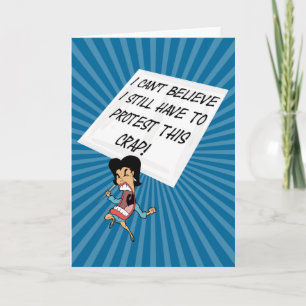 Cartão Ativista furioso com sinal de protesto