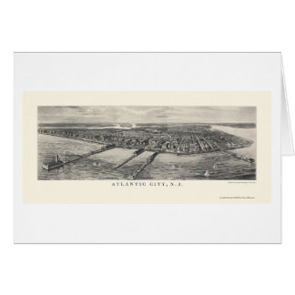 Cartão Atlantic City, mapa panorâmico de NJ - 1905