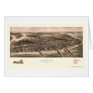 Cartão Atlantic City, mapa panorâmico de NJ - 1909