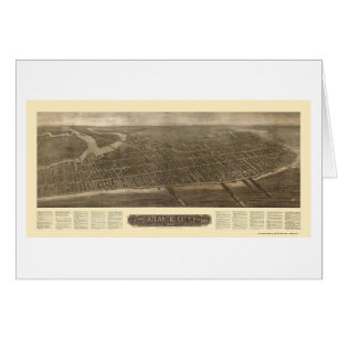 Cartão Atlantic City, mapa panorâmico de NJ - 1910