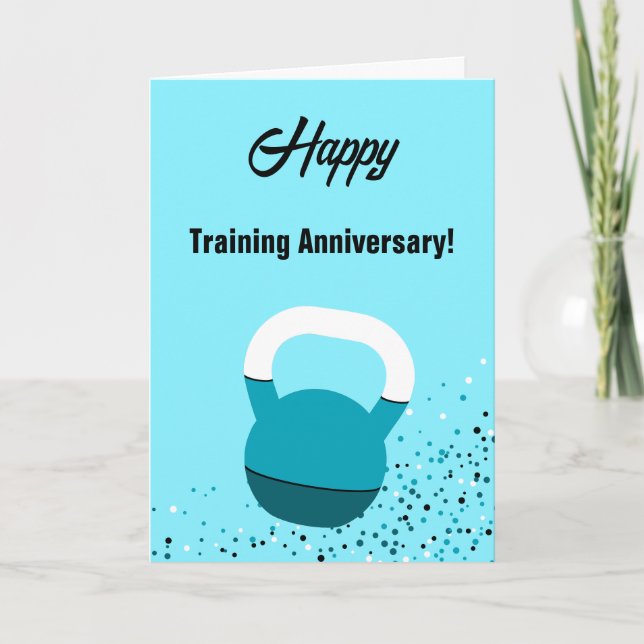 Cartão Atleta Kettlebell Feliz Aniversário de Treinamento (Frente)