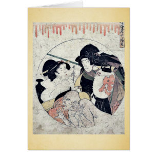 Cartão Ato onze do Chushingura por Kitagawa, Utamaro