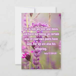 Cartão Atos 17:28 Bíblia KJV Verse Pic Saudação