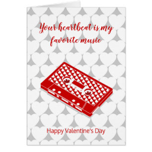 Cartão Audiotape retrô vermelho do namorados