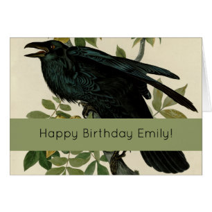 Cartão Audubon Raven Bird Classic Trabalho de arte