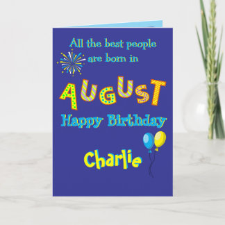 Cartão August Birthday Folded Greeting Card