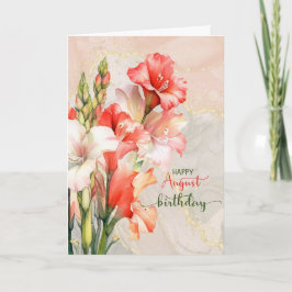 Cartão August Birthday Gladiolus Peach Birth Month