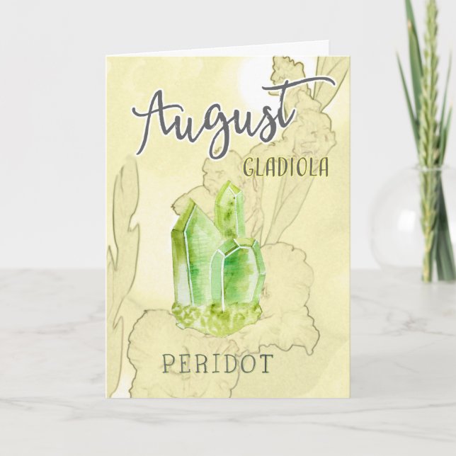Cartão August Gladiola e Peridot Birthday (Frente)