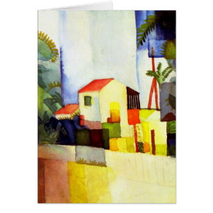 Cartão August Macke Bright House - Pintura Por Aquarela