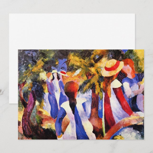 Cartão August Macke, Garota no Greenery, (Frente/Verso)