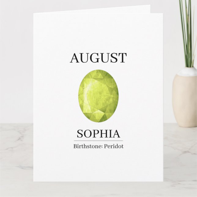 Cartão  August Peridot Birthday (Frente)