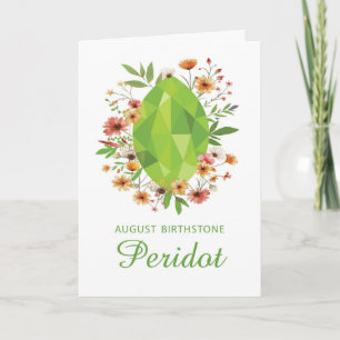 Cartão August Peridot Birthstone Birthday