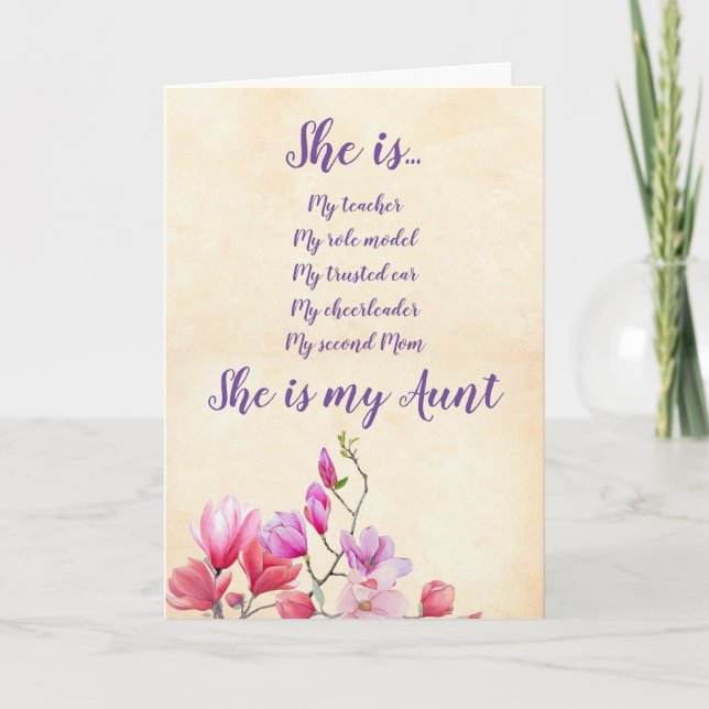 Cartão Aunt Floral Watercolor Flowday Card (Frente)