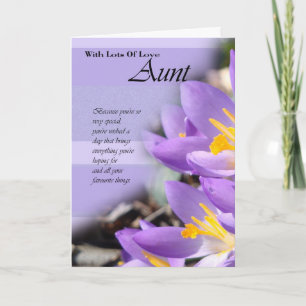 Cartão Aunt purple crocus Birthday Card