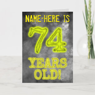 Cartão Aura Brilhante Spooky Olha "74 ANOS!" + Nome