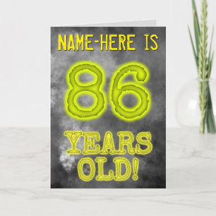 Cartão Aura Brilhante Spooky Olha "86 ANOS!" + Nome