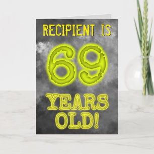 Cartão Aura Brilhante Spooky Olhe "69 ANOS!" + Nome