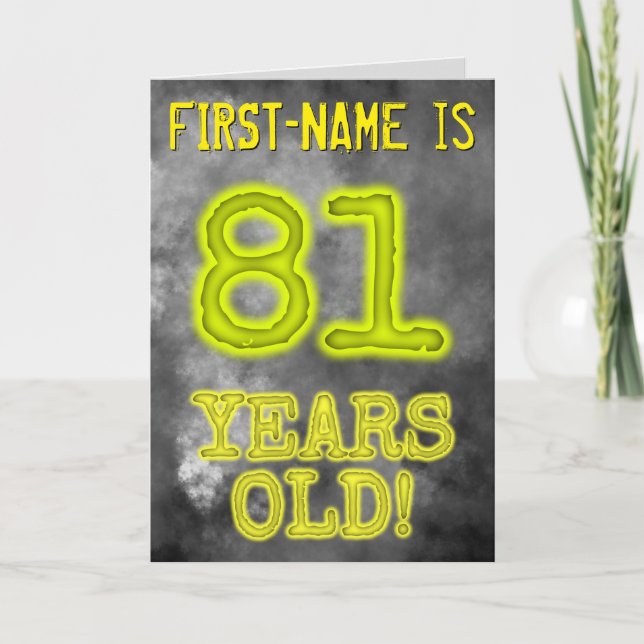 Cartão Aura Brilhante Spooky Olhe "81 ANOS!" + Nome (Frente)