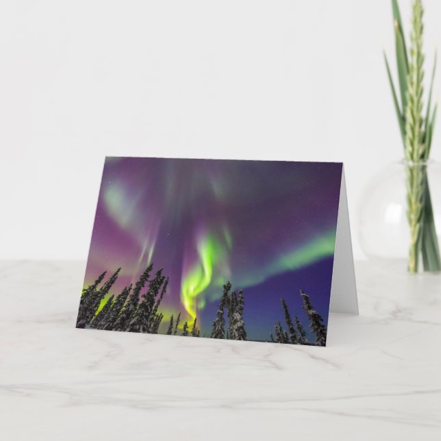 Cartão Aurora Boreal | Fairbanks, Alasca (Frente)