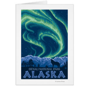 Cartão Aurora boreal - parque nacional de Denali, Alaska