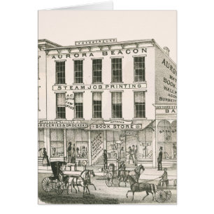 Cartão Aurora Illinois Aurora Beacon News 1871 Stone Lith