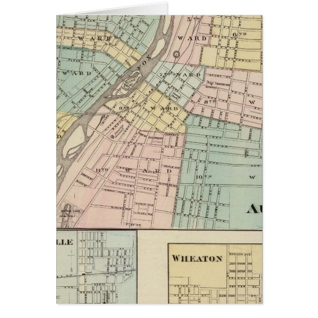 Cartão Aurora, Naperville e Wheaton (Frente)