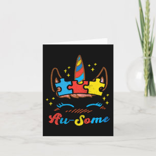 Cartão Ausome Unicorn Face Quebra-cabeça Autismo Consciên