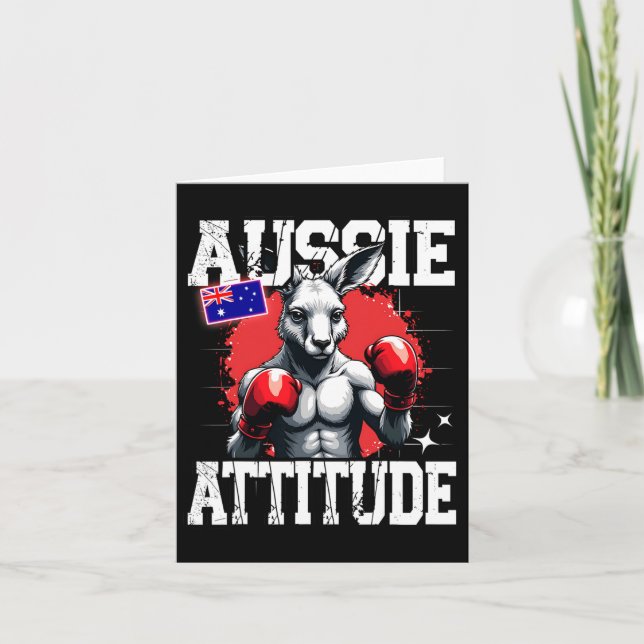 Cartão Aussie Attitude Funny Kangaroo Boxing Austrália Bo (Frente)