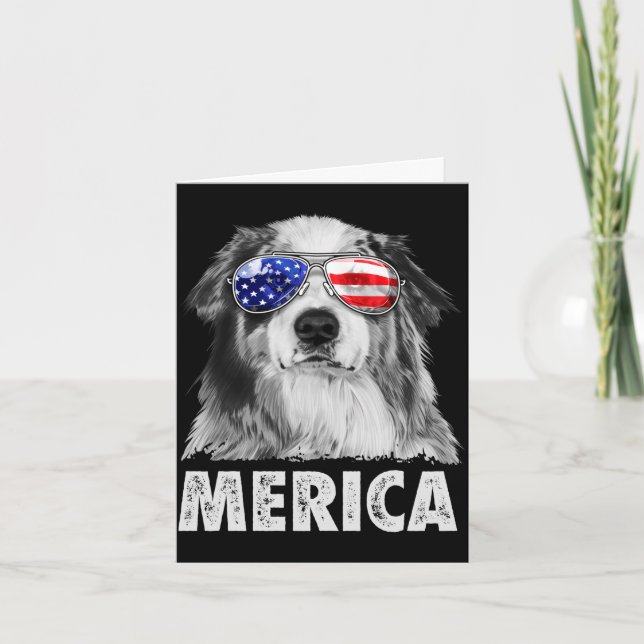 Cartão Aussie pastor australiano 4 de julho merica (Frente)