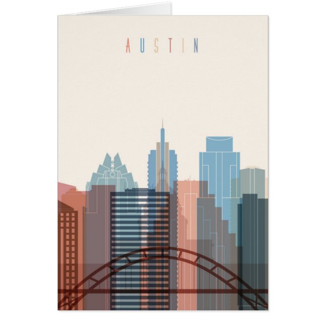 Cartão Austin, skyline da cidade de Texas | (Frente)