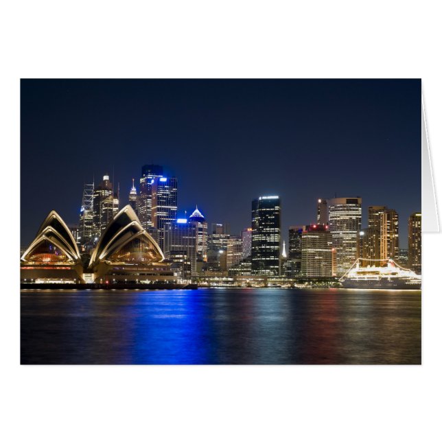 Cartão Austrália, Sydney. Horizonte com Casa da Ópera vis (Frente Horizontal)