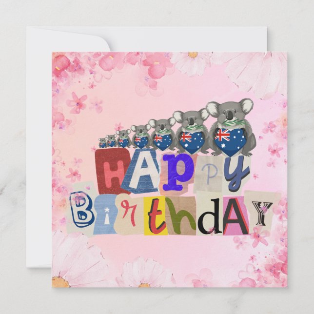 Cartão Australian Koala Happy Birthday Card (Frente)