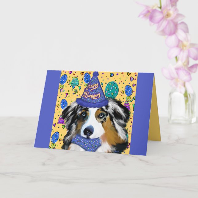 CARTÃO AUSTRALIAN SHEPHERD (Orquídea)
