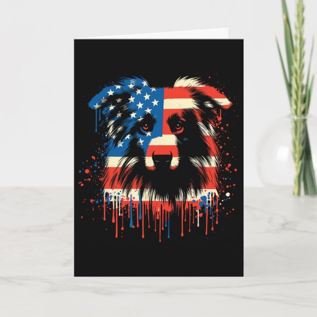 Cartão Australian Shepherd com gotejamento de tinta bande (Frente)