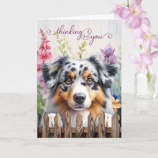 Cartão Australian Shepherd Dog Fence Thinking of You