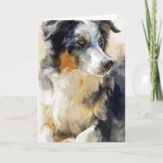 Cartão Australian shepherd dog portrait