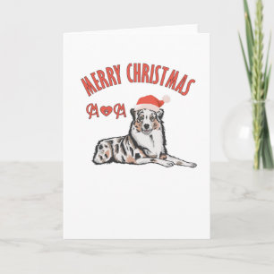 Cartão Australian Shepherd Feliz Natal Mãe