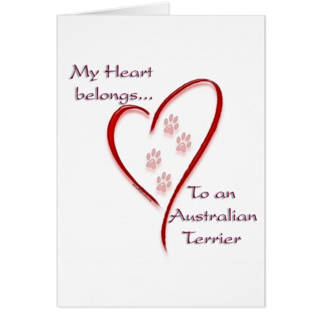 Cartão Australiano Terrier Hearts pertence (Frente)